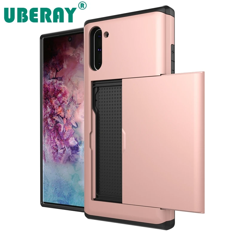 UBERAY Spigen тонкие армированные Чехлы для сотовых телефонов с держателем карт Note 10 Plus
