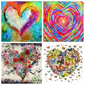 

Huacan 5D DIY Diamond Painting Kit Heart Full Square Diamond Mosaic Cross Stitch Landscape Handmade Gift Home Decor