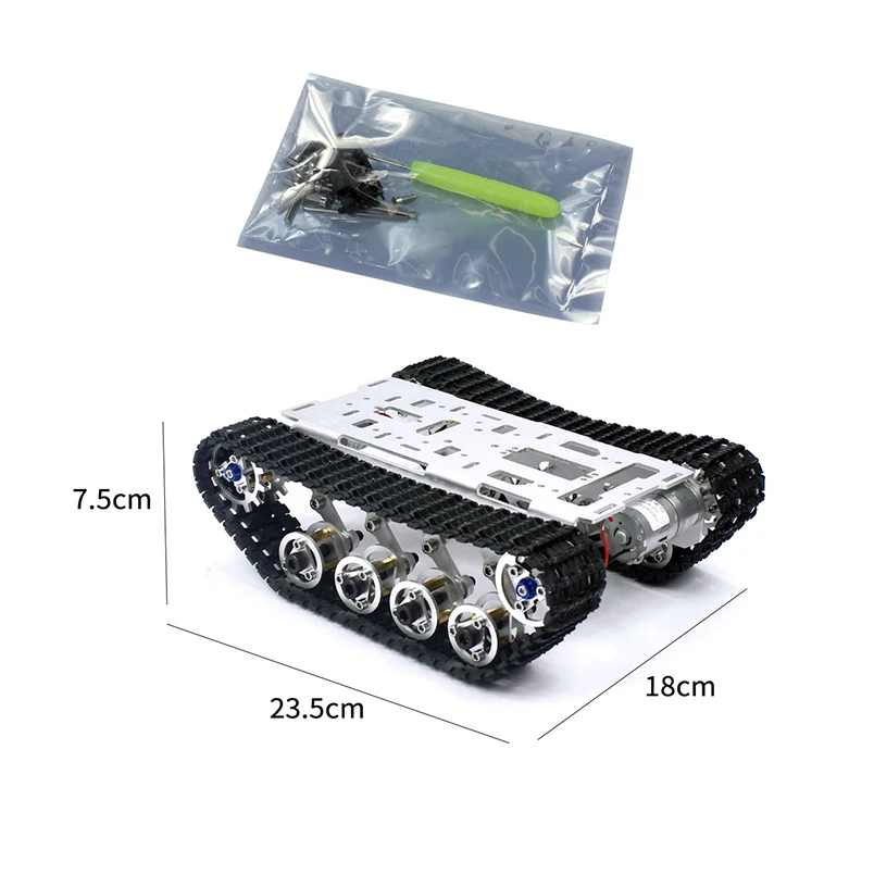 

Smart Robot Metal Alloy Car Chassis Aluminum Big Tank with Motors for DIY Remote Control Robot Car Toys