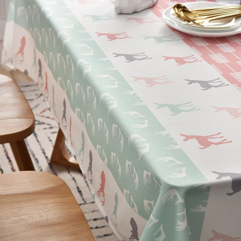 Free Shipping Elk Print Waterproof Table Cloth, Oil-Proof/Waterproof Stain-Resistant Table Cover for Outdoor and Indoor