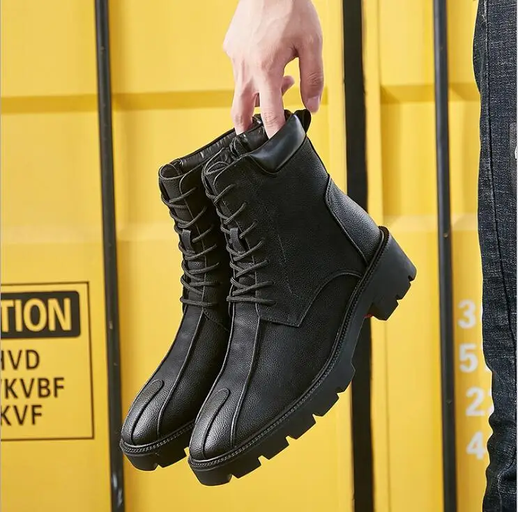 

High Quality Winter Autumn Motorcycle Ankle Boots Men Shoes Winter Martin Boots Outdoor Work Leather Boots A57-75