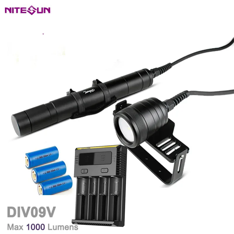 Фотовспышка для дайвинга NITESUN DIV09V CREE XM L2(U4) 6500K макс. 150 лм подводный фонарь метров с