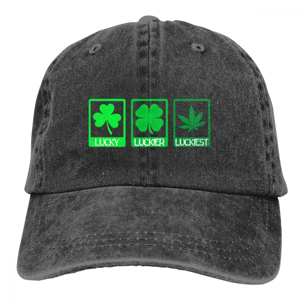 Lucky Luckier Luckiest Casquette черные унисекс Мужские Женские джинсовые бейсболка с ремешком кепки Регулируемая шляпа для гольфа папа