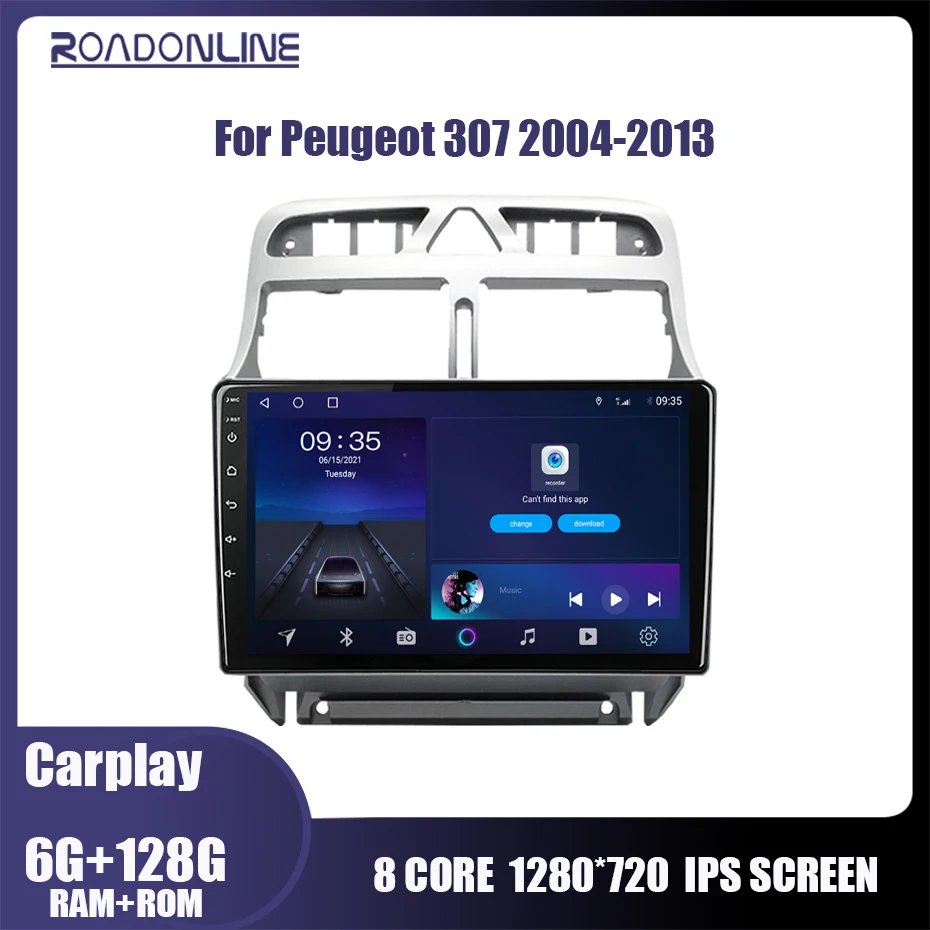 Автомагнитола Roadonline 2 Din с экраном мультимедийный видеоплеер для Peugeot 307 SW CC 2002-2013