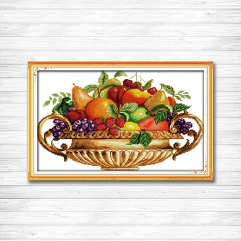 

Fruit dish basket home paintings 11CT patterns printed on canvas 14CT needlework diy dmc cross stitch chinese Set Embroidery kit