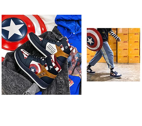DHXH/Мужская обувь; повседневные кроссовки на плоской подошве; Мстители; капитан США; мужская повседневная обувь; Черная Мужская прогулочная обувь