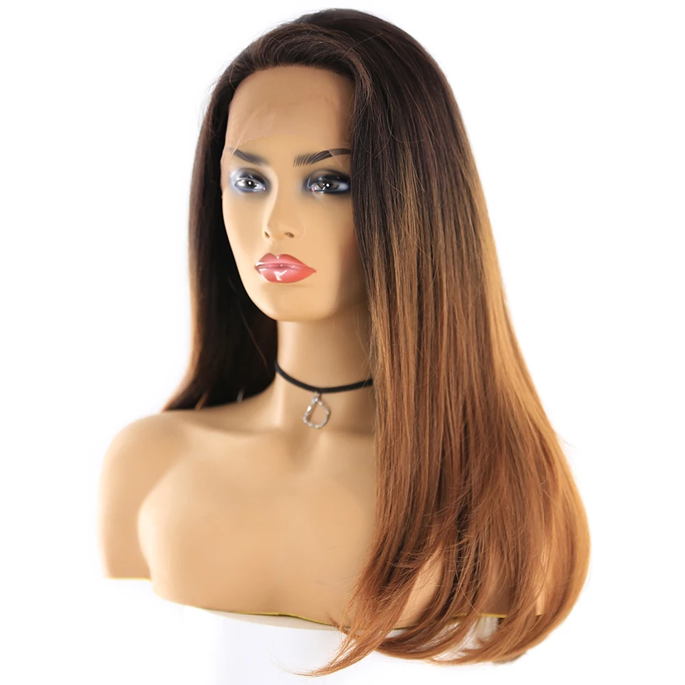 X-TRESS синтетические парики на кружеве с волосами младенца термостойкие волокна волос кусок коричневый цвет Омбре прямые волосы парик бесплатно