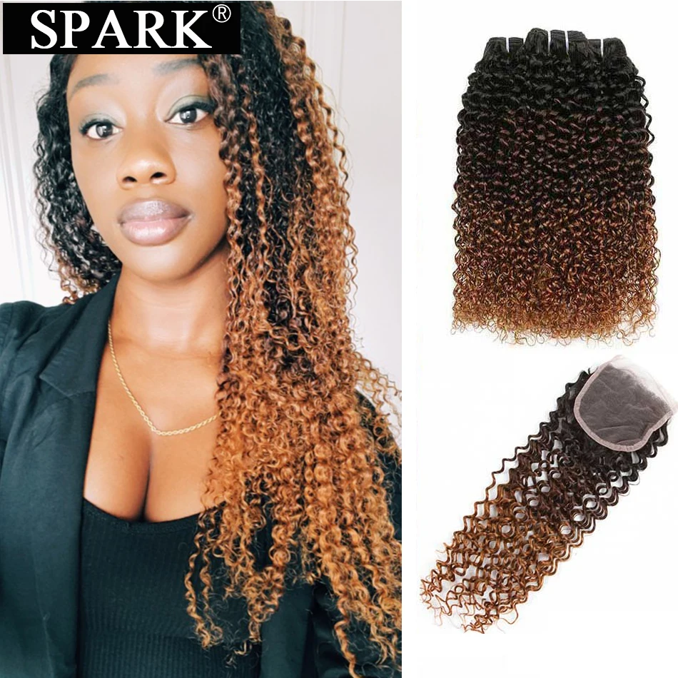 Best Buy Human-Hair-Bundles Kinky Curly Frontal Brazilian Spark Ombre with Afro for Black-Women qVKr5AgB