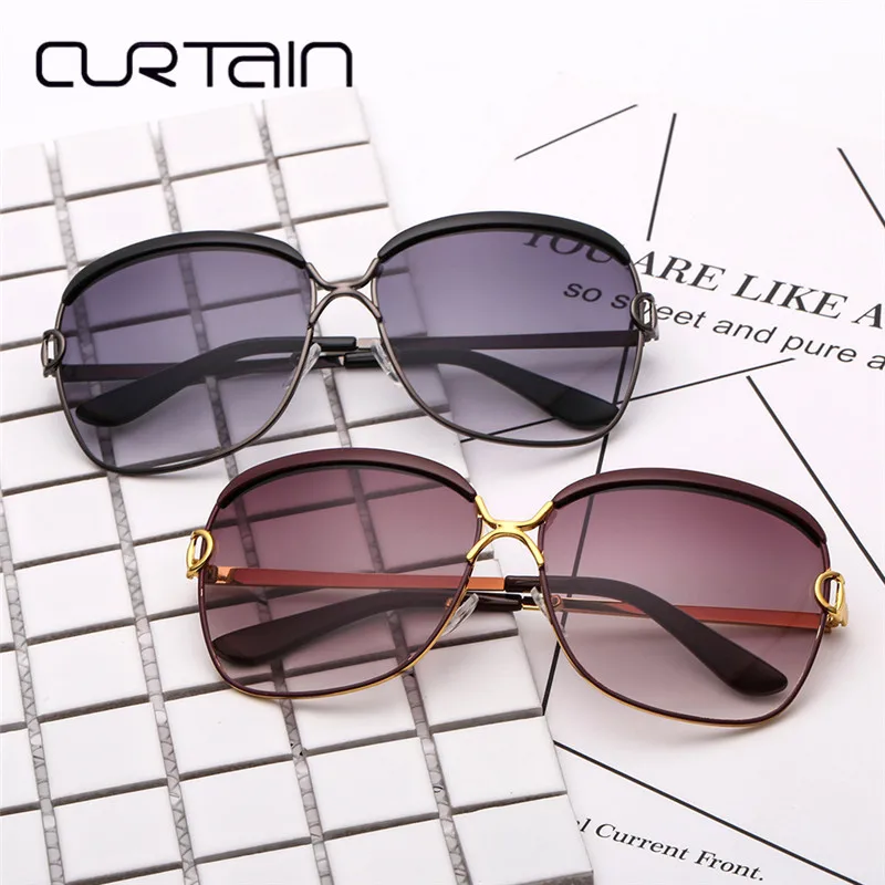 Занавес Lentes de Sol Mujer металлические солнцезащитные очки трендовые Солнцезащитные очки Модные женские классические солнцезащитные очки с большой оправой Lentes de Sol
