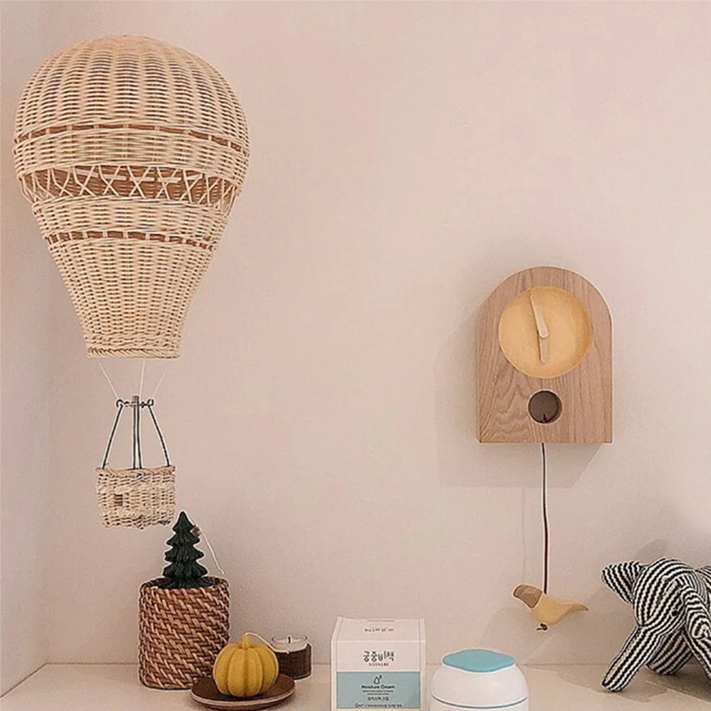 Nordic Hand-woven rattan Hot Air Balloon Kids Room Wall Decorations Bohemia Nursery Decor Photo Props Christmas Ornament