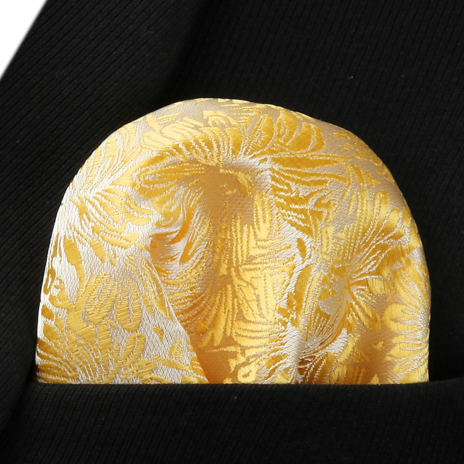 Party Wedding Men's Silk Ties Gray Yellow Paisley Floral Jacquard Necktie Handkerchief Set