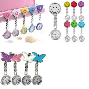 

Women's Pocket Watch lady Butterfly Smiley Face Quartz Clip Brooch Nurse Hanging Pocket Watch Hot Sale Watch