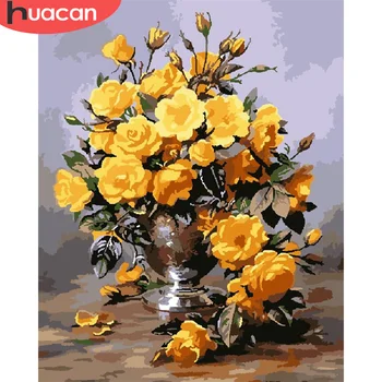 

HUACAN Paint By Number Flower Hand Painted Painting Art Drawing On Canvas Gift DIY Pictures By Numbers Flowers Kits Home Decor