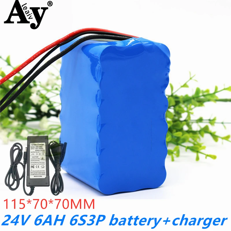 

100% New 24V 6Ah 6S3P 18650 Battery Lithium Battery 25.2v 6000mAh Electric Bicycle Moped /Electric/Li ion Battery Pack+charger