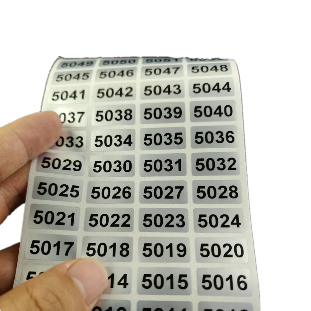 1000 Consecutive Number Inventory Label Stickers Black Printing Waterproof From 001 to 10000 Choose