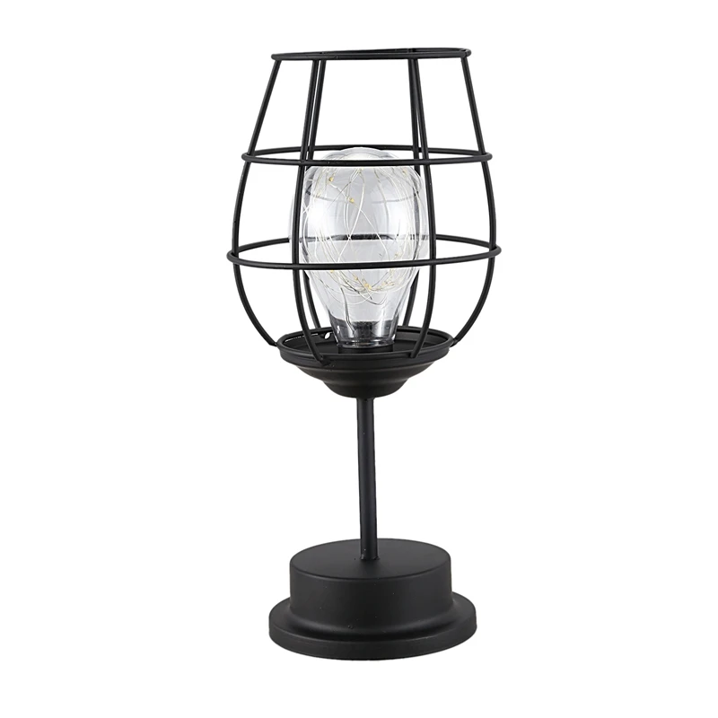 

Red Wine Glass Led Night Light Creative Wrought Iron Classic Elegant 20L Copper Wire Table Lamp Warm White Decorative Household