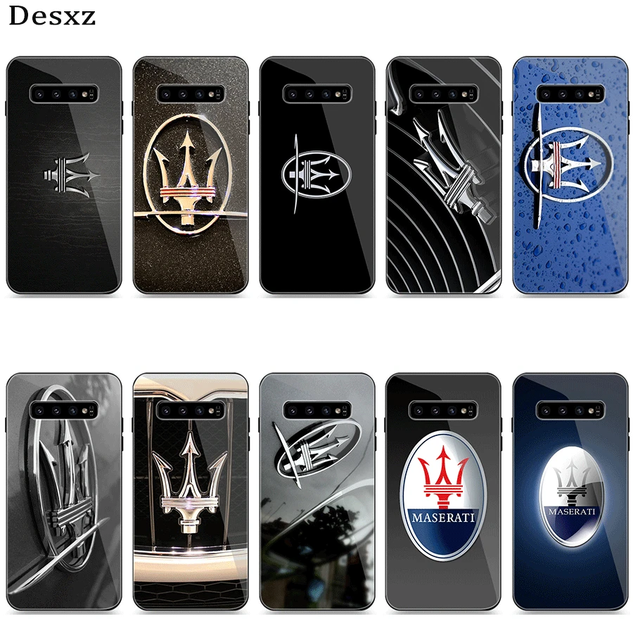 

Phone Case Glass For Samsung A10 A20 A30 A40 A50 A60 A70 S7 Edge S8 S9 S10 Plus Cover Cool Maserati Car Logo