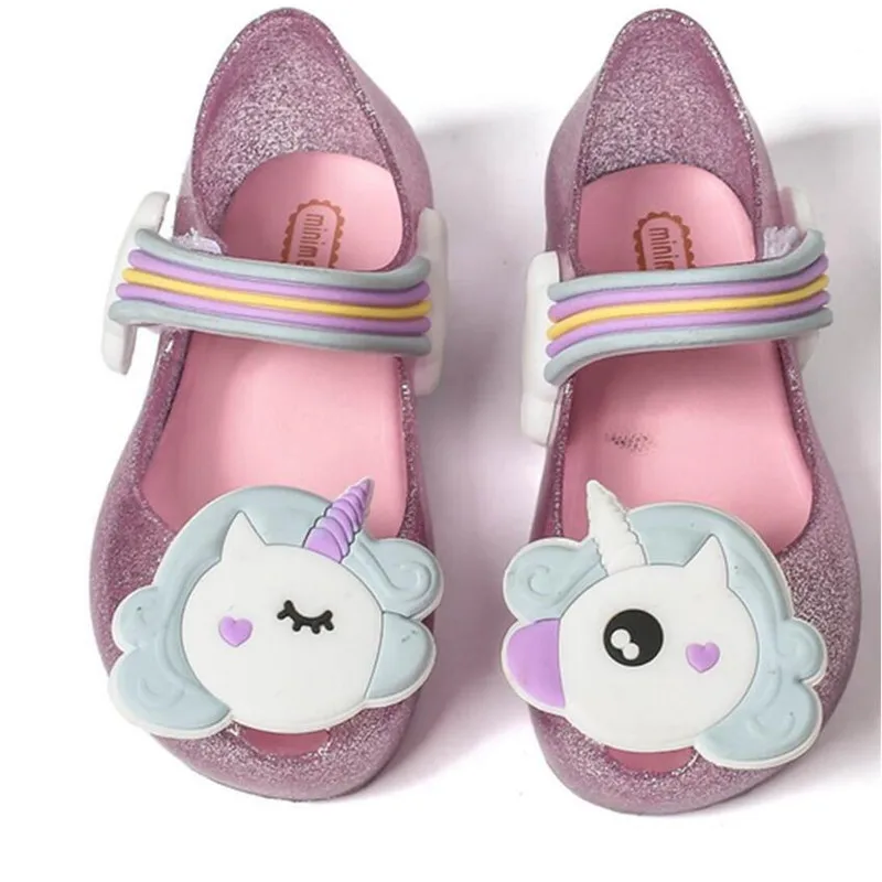 Mini Melissa/2020 прозрачные сандалии в виде единорога обувь для девочек зимняя