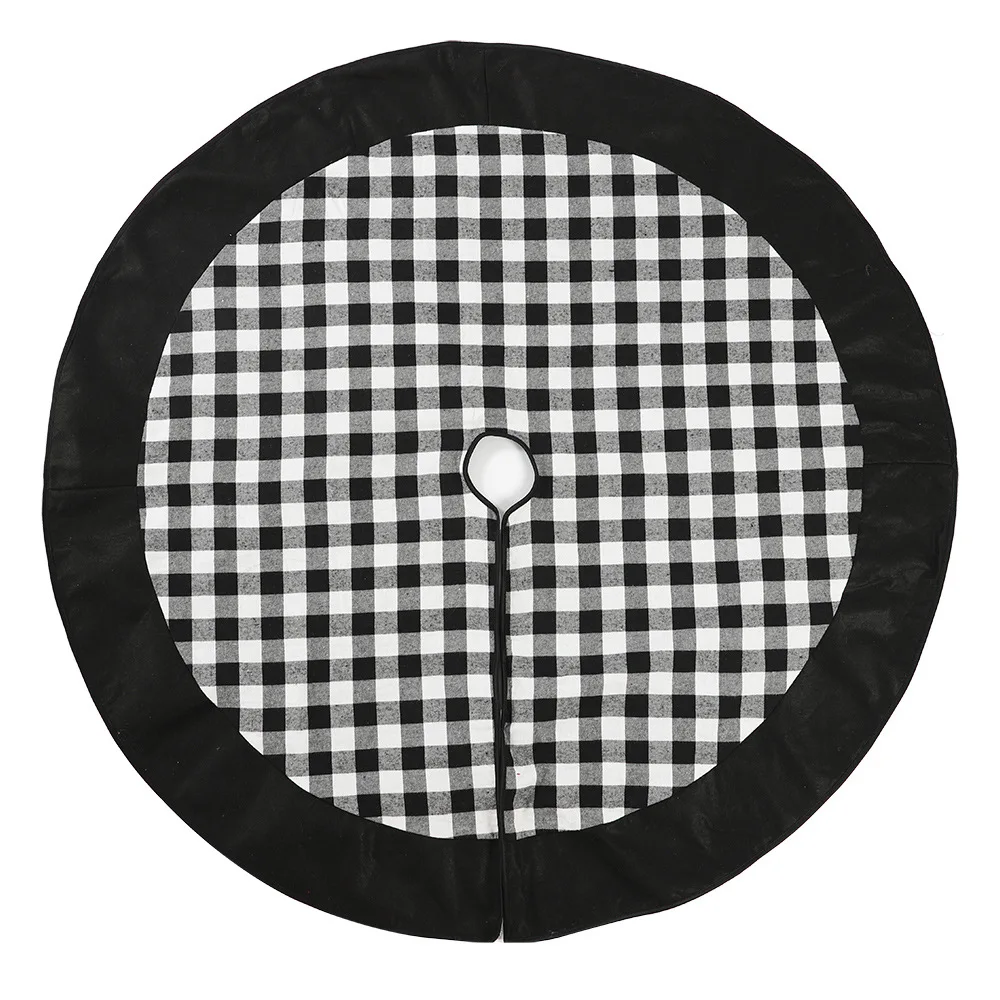 

1Pc New Black Plaid Christmas Tree Skirt 120CM Round Tree Bottom Apron Dress Up Carpet Christmas New Year Scene Decorations