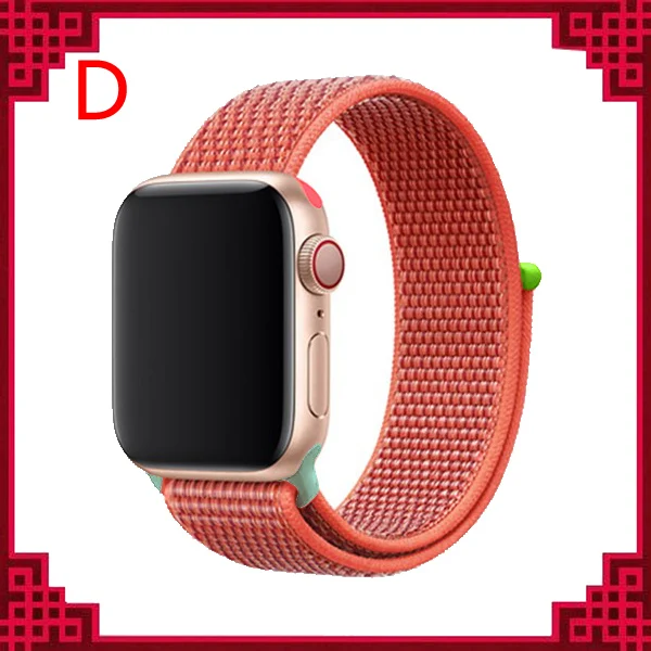 D Ремешок для apple watch band 44 мм correa apple watch 5 4 band 3 2 iwatch band 42 мм 38 мм 40 мм спортивный нейлоновый браслет - Цвет ремешка: D