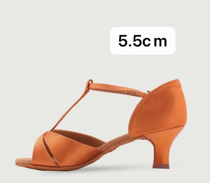 dark tan5.5cm heel BD танцевальная обувь для латинских танцев 2358 Кристина атласные сандалии женская обувь для латинских танцев Профессиональная мягкая подошва Высокий каблук Удобная устойчивая - Цвет: dark tan5.5cm heel