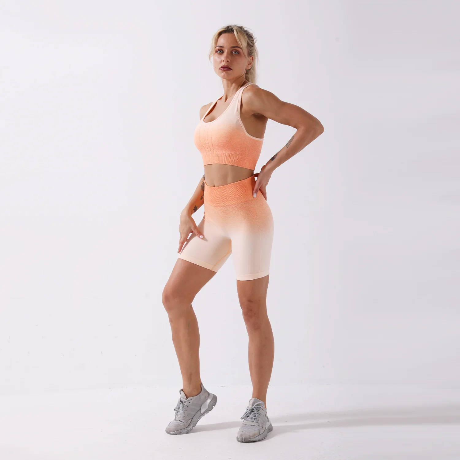 

2 Piece Set Women Yoga Set Tie-dye Seamless Fitness Workout Clothes for Women Padded Sports Bra High Waist Shorts Gym Clothing