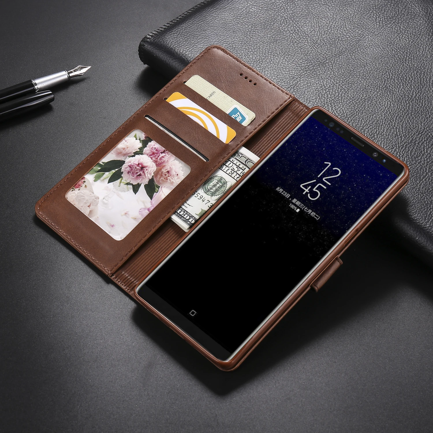 Ретро Кожаный флип-кошелек чехол для телефона для samsung Galaxy NOTE 9 чехол с магнитным отделением для карт PU чехол для samsung Galaxy NOTE 8 чехол s
