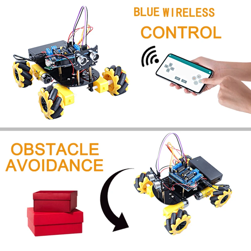 HOTDIY Smart Robot Car Kit L293D Motor Driven Robot For Arduino Programming Mini Mecanum Wheel