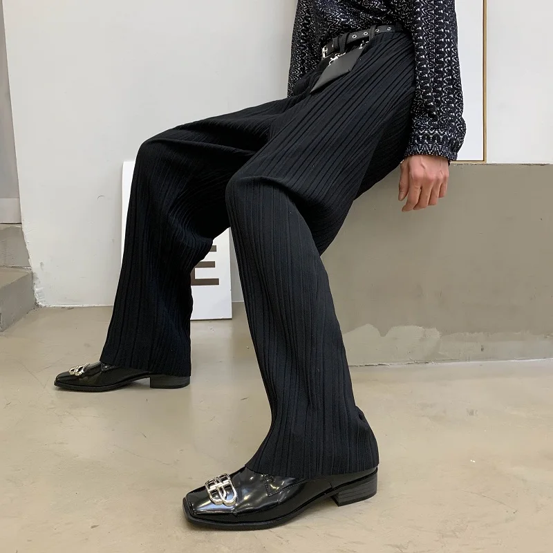

MIXCUBIC 2020 spring Korean style unique Folds wide leg Pants men casual loose Drape wide leg pants men,size M-XL
