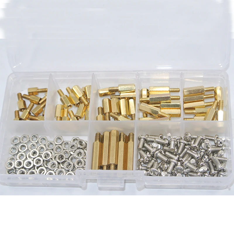 

180Pcs/set Spacing Screw M3*6/8/10/12/15/20+6mm Hex Nut Brass Threaded Pillar PCB Motherboard Standoff Spacer Kit