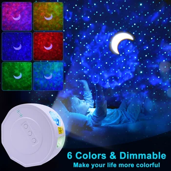 

Round LED Projector Light Starry Moon Night Light Starry Water Wave Projector Light Sleeping Bedside Lamp Wedding Decor D30