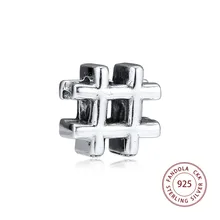 CKK Fit Европа амулеты Серебро 925 браслет из стерлингового серебра хештег символ металлические бусины амулеты для изготовления ювелирных изделий perles