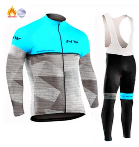 Pro NW Для мужчин с длинным рукавом Одежда для велоспорта Ropa Ciclismo Invierno Hombre зима Термальность флис Велоспорт Джерси комбинезон комплект - Цвет: 4