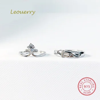 

Leouerry 925 Sterling Silver Zircon Couple Rings Elegant Luxury Women Lovers Valentine's Day Wedding Engagement Jewelry Gift