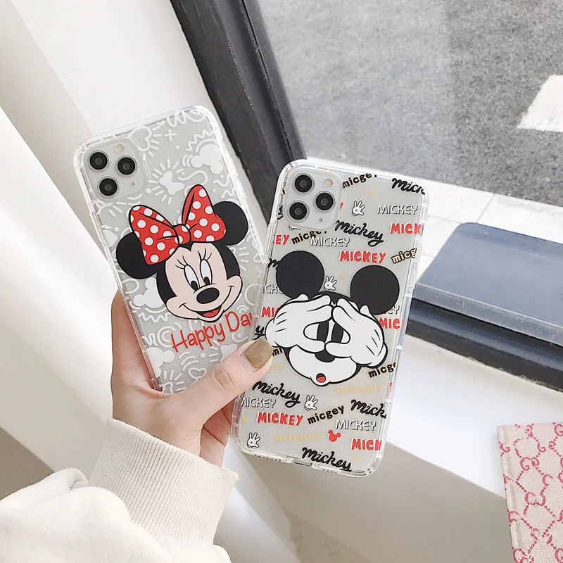 

Funny Mickey cartoon case for iphone XS Max X XR 11Pro 7 8 Plus eyes Minnie girl couple clear cover for 11 Pro iphone 7Plus capa