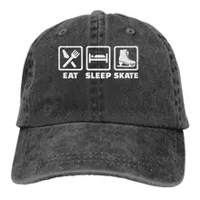 Eat Sleep Катание на коньках Мужская/Женская регулируемая бейсболка s пряжа окрашенная джинсовая бейсболка кепка