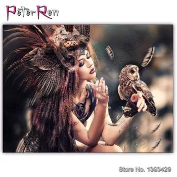 

Diamond Painting Beauty owl feather Square\Round Crystal mosaic Picture Of Rhinestone Full Diamond Embroidery Home Decor Crafts