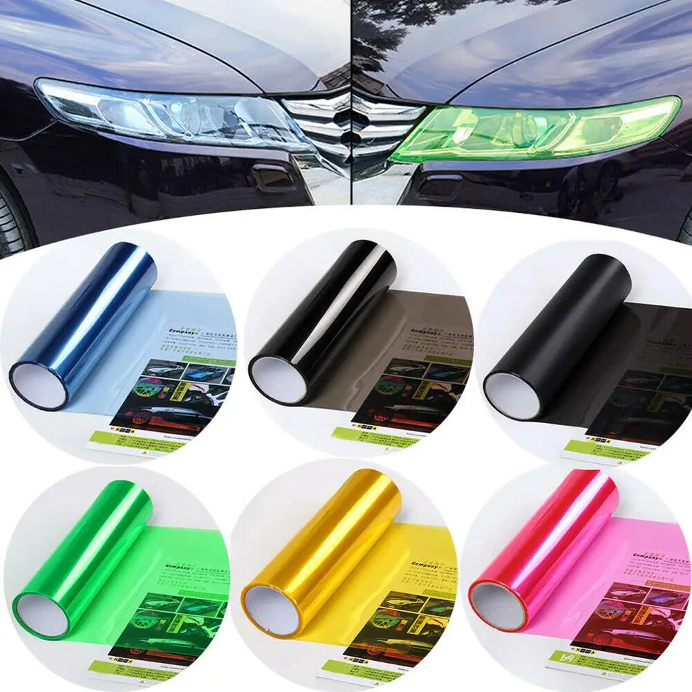 

1 Pc 30 * 60 cm Car Light Sticker Film Self-adhesive Fog Lamp Headlight Tail Light Tone Vinyl Color Film 3 Layers Self-Adhesive