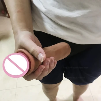 Wearable Strap On Dildo Realistic Pants Sliding 18.5cm Simulation Foreskin Penis Huge Big Dick Erotic Sex Toys for Women Lesbian 2