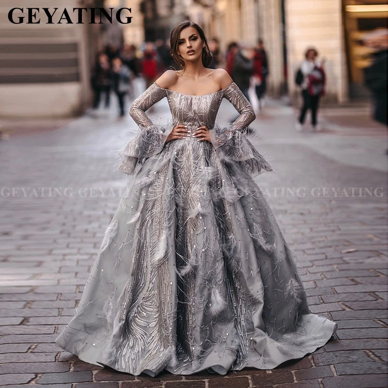 silver gray ball gown