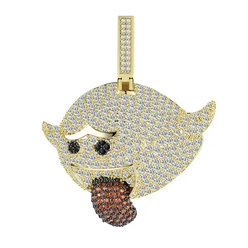 

high quality Hip hop Necklace men Funny grimace expression Pendant Micro inlay AAA standing zirconia bling Cuban chain jewelry