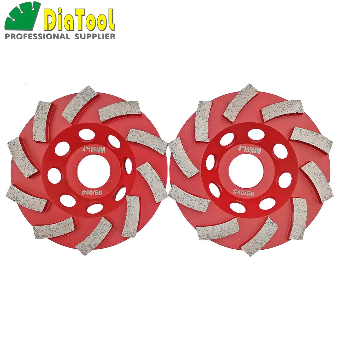 

SHDIATOOL 2pcs 4" x10 Diamond Segmented Turbo Grinding Cup Wheel Concrete Arbor 7/8" grinding disc