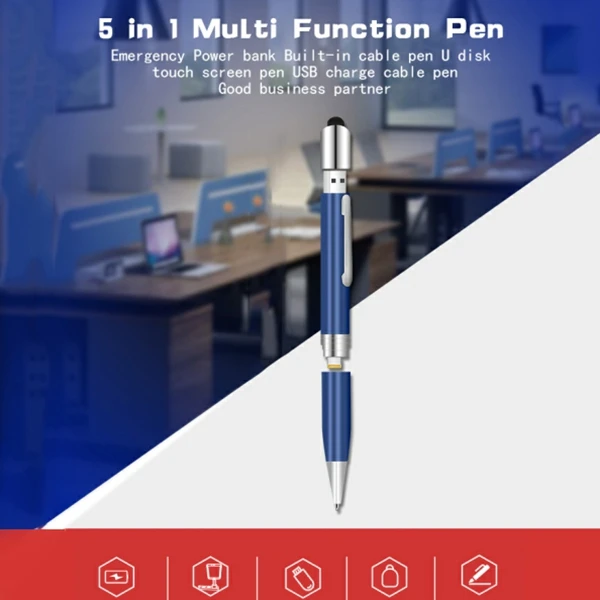 5 в 1 Интеллектуальная многофункциональная ручка 32G диск+ power Bank+ Micro-USB зарядное устройство интерфейс+ пресс-экран+ бизнес-ручка для Android
