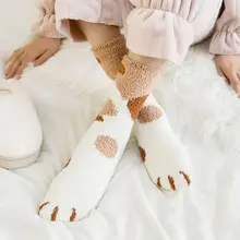 ETOSELL, модные коралловые бархатные толстые теплые носки, осенне-зимние носки с когтями кошки, домашние женские носки для сна