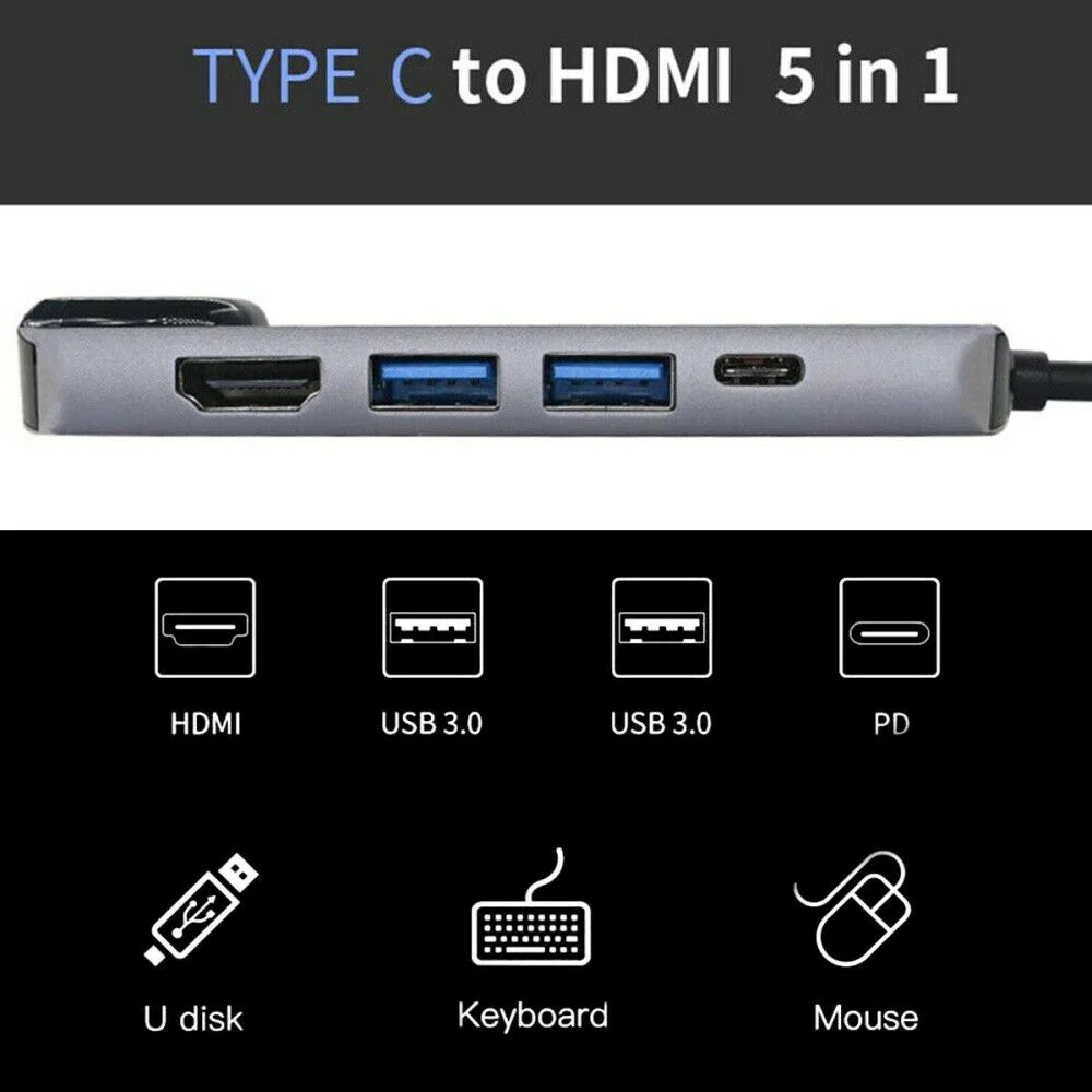 5 в 1 USB 3,1 type C концентратор 4K HDMI USB 3,0 для Rj45 Lan адаптер зарядное устройство для Macbook и высокое качество