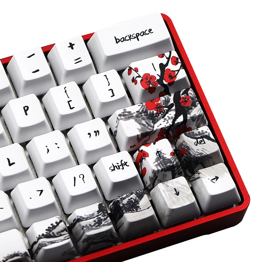 Flor de Ameixa Keycap para Gh60 Novidade Allover Tintura Subbed Chave Oem Perfil Rk61 Alt61 Anne Pro2 Gk61 Gk64 Dz60 Keycaps 71 - Imagem 5