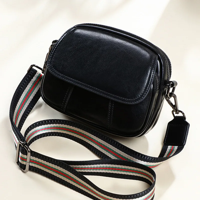 

2020 Genuine Leather Slung Small Female Joker Leisure Satchel Single Shoulder Bag Chao