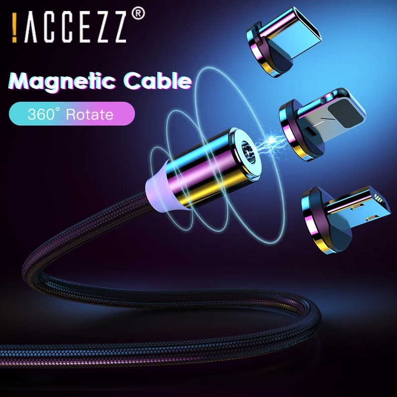 ! СВЕТОДИОДНЫЙ Магнитный зарядный кабель ACCEZZ USB Type C телефонный для Xiaomi Mix2 Huawei P20