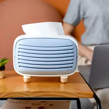 

1PC Colorful Plastic Tissue Holder Storage Box Cute Mini Radio Shape Home Office Restaurant Desktop Decoration Supplies