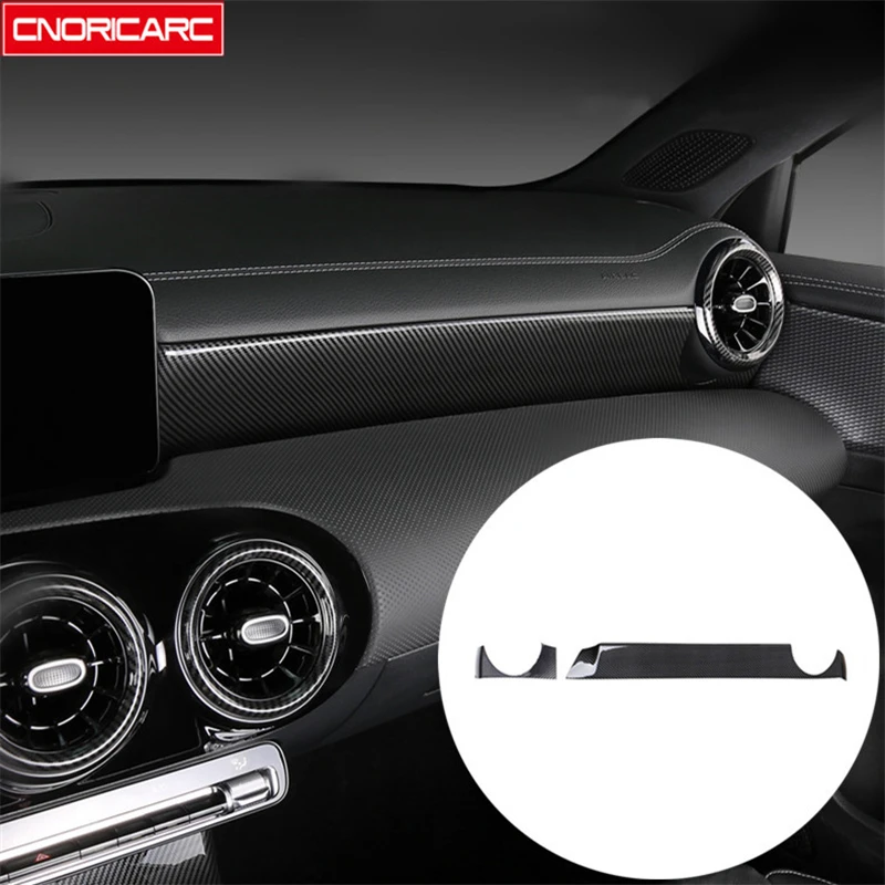 

ABS Central Dashboard Air Vents Panel Decoration Cover Trim 2Pcs For Mercedes Benz A Class A180 200 2019 LHD Carbon Fiber Color